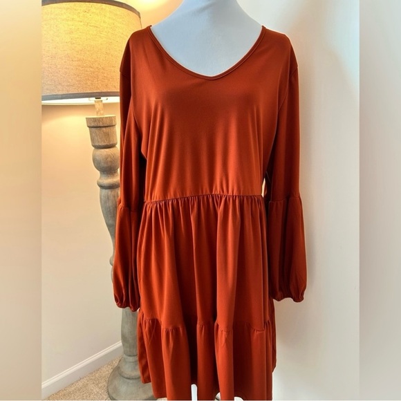 Dresses & Skirts - Celkuser Rust Orange Tiered Babydoll Dress – Size 16 XL